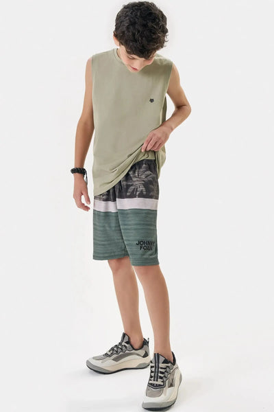 Conjunto de Regata em Meia Malha e Bermuda em Nylon Ergonomic com Elastano 88281 Johnny Fox Teen Menino