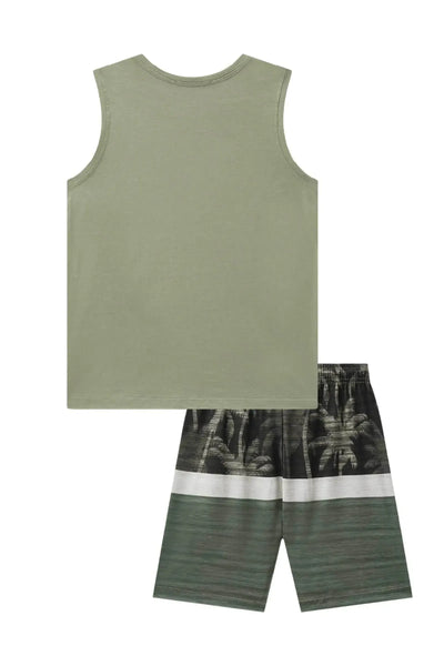 Conjunto de Regata em Meia Malha e Bermuda em Nylon Ergonomic com Elastano 88281 Johnny Fox Teen Menino