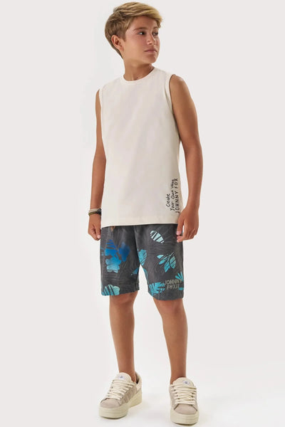Conjunto de Regata em Meia Malha e Bermuda em Nylon Ergonomic com Elastano 88631 Johnny Fox Teen Menino