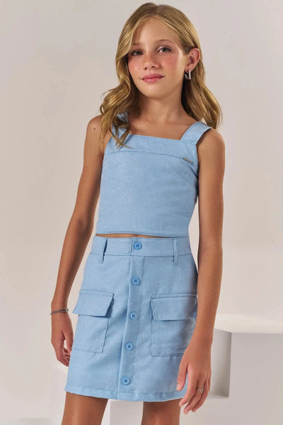 Conjunto de Top Cropped e Saia em Alfaiataria Denver 87477 Lilimoon Teen Menina