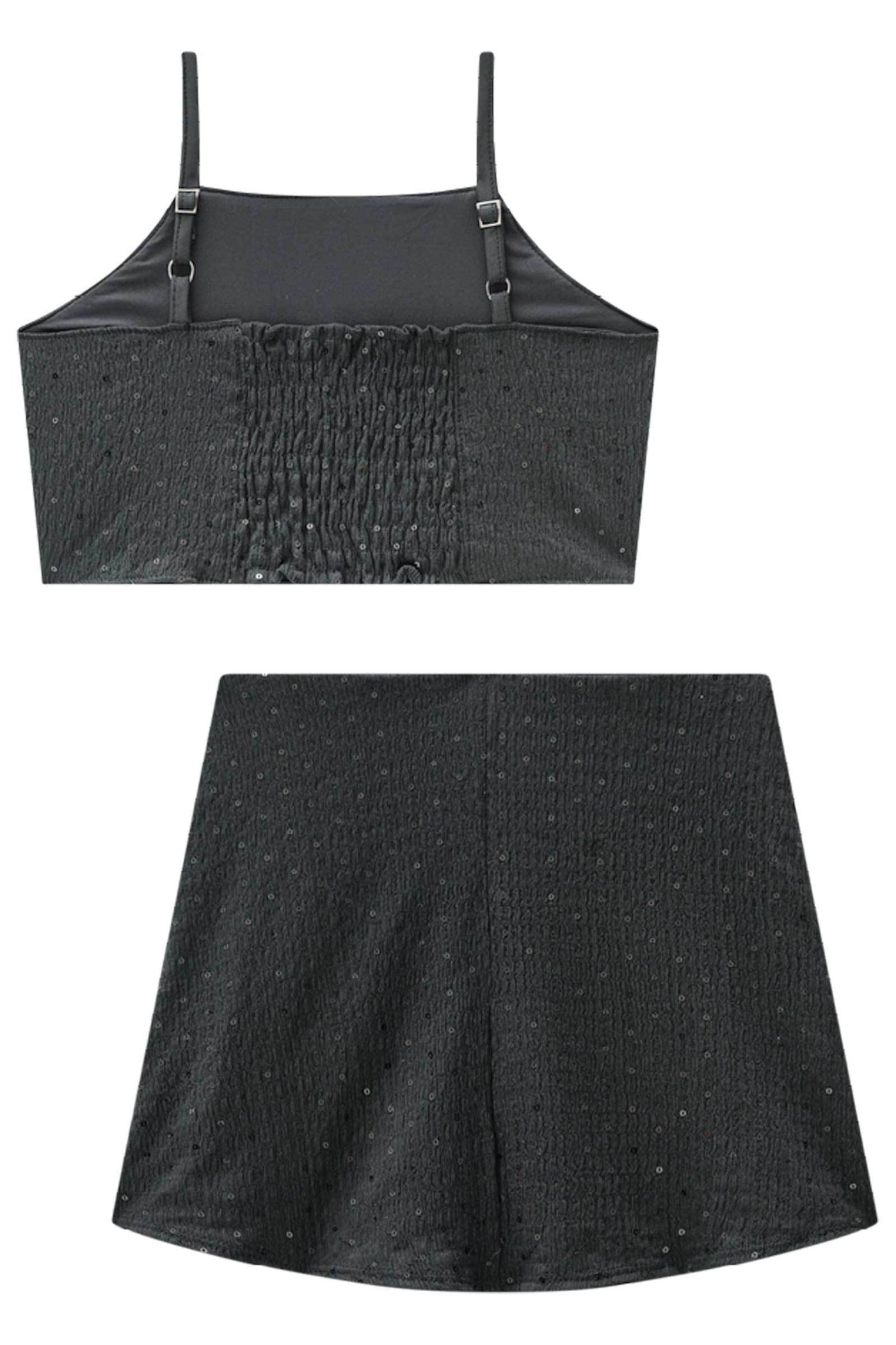 Conjunto de Top Cropped e Saia em Anarruga Bordada Paetê 83694 Vic&Vicky Teen Menina