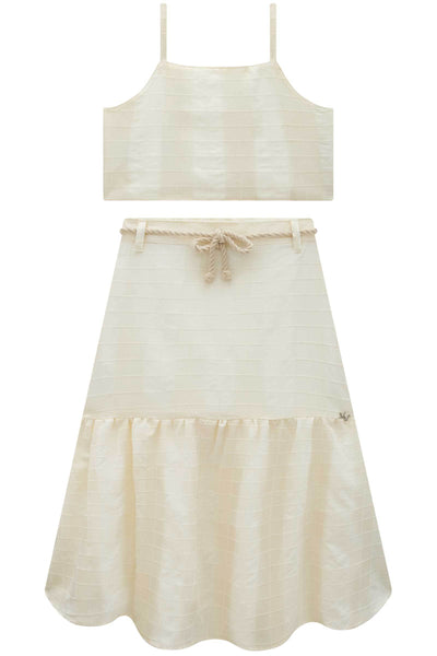 Conjunto de Top Cropped e Saia New Midi em Tecido Grid Chenille 83716 Vic&Vicky Teen Menina