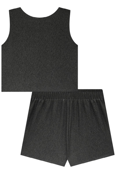 Conjunto de Top Cropped e Short Saia em Malha Night Shine 83236 Vic&Vicky Teen Menina