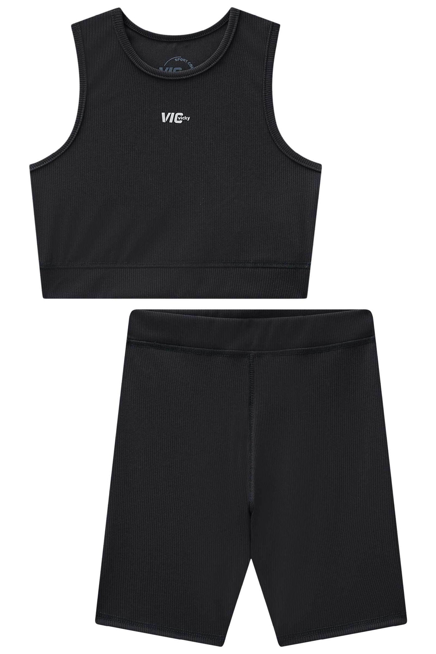 Conjunto de Top Cropped e Shorts Biker em Ribana Fancy 84651 Vic&Vicky Teen Menina
