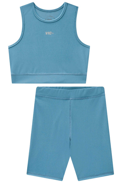 Conjunto de Top Cropped e Shorts Biker em Ribana Fancy 84651 Vic&Vicky Teen Menina