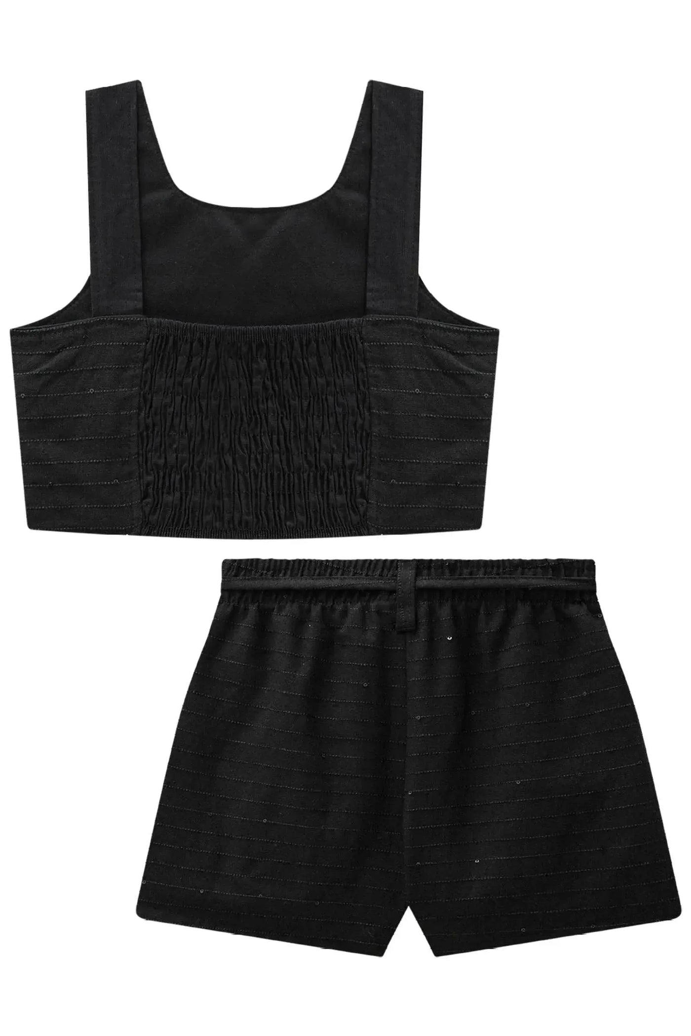 Conjunto de Top Cropped e Shorts em Linho Maquinetado 88662 Vic&Vicky Teen Menina