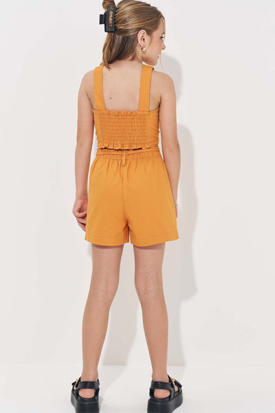 Conjunto de Top Cropped e Shorts em Sarja com Elastano 84971 Vic&Vicky Teen Menina