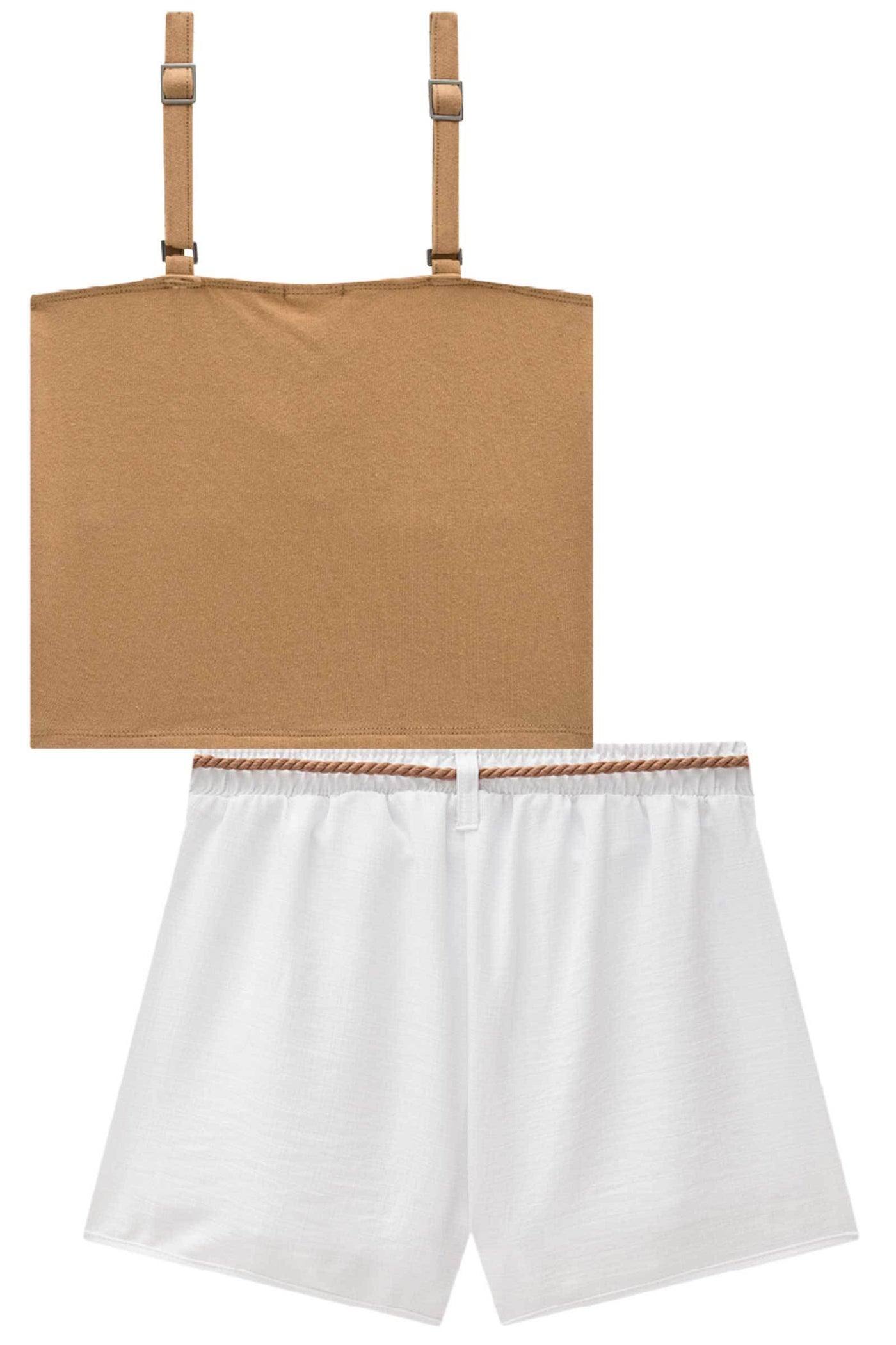 Conjunto de Top Cropped em Cotton e Shorts em New Linen 85199 Vic&Vicky Teen Menina