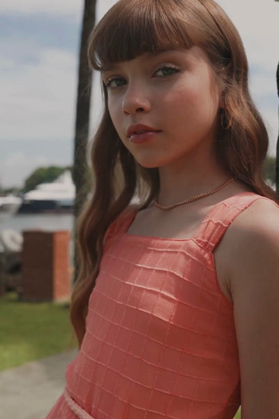 Vestido em Tecido Grid Chenille 83668 Vic&Vicky Teen Menina