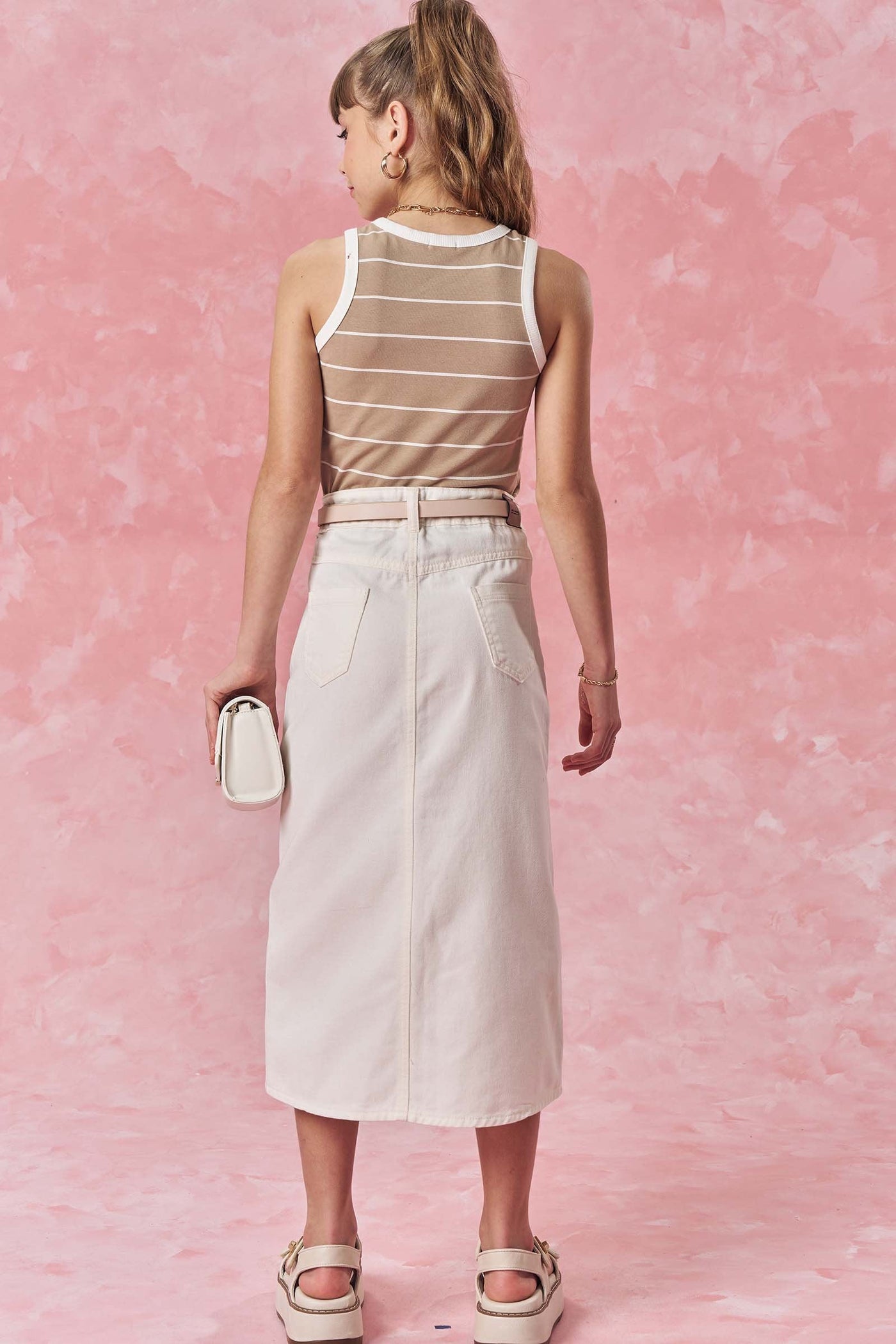 Saia Midi em Sarja com Elastano 83013 Vic&Vicky Teen Menina