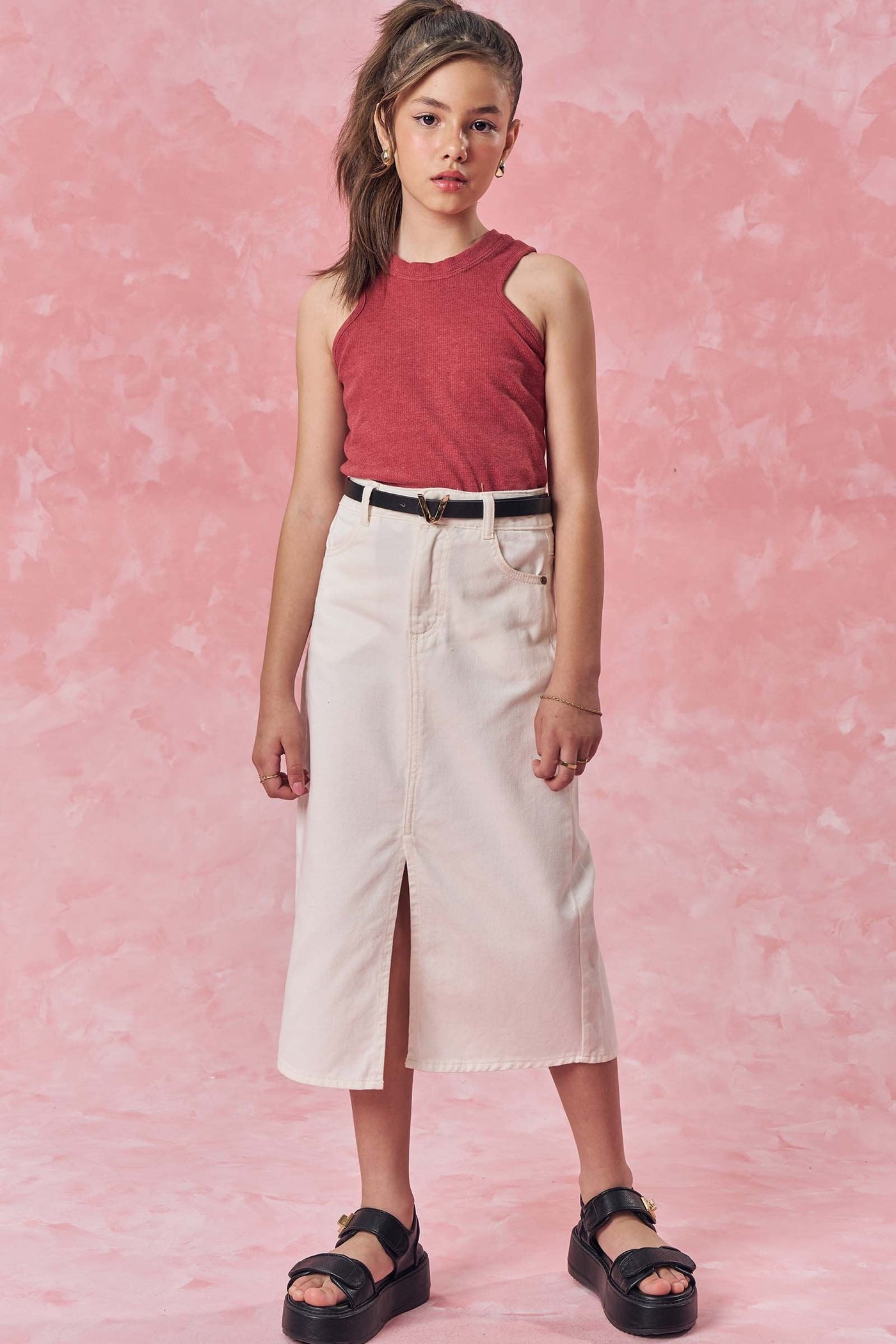 Saia Midi em Sarja com Elastano 83013 Vic&Vicky Teen Menina