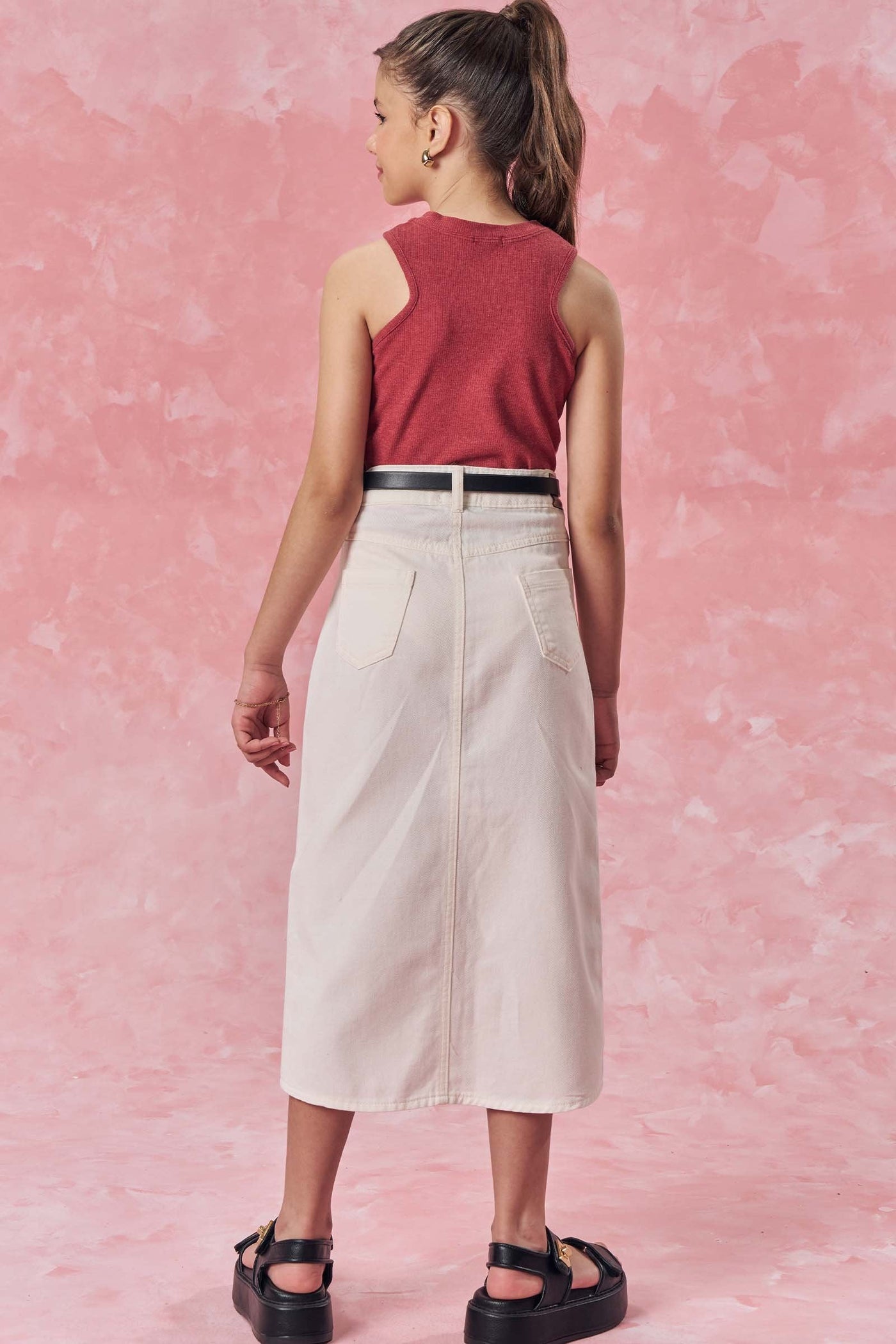 Saia Midi em Sarja com Elastano 83013 Vic&Vicky Teen Menina