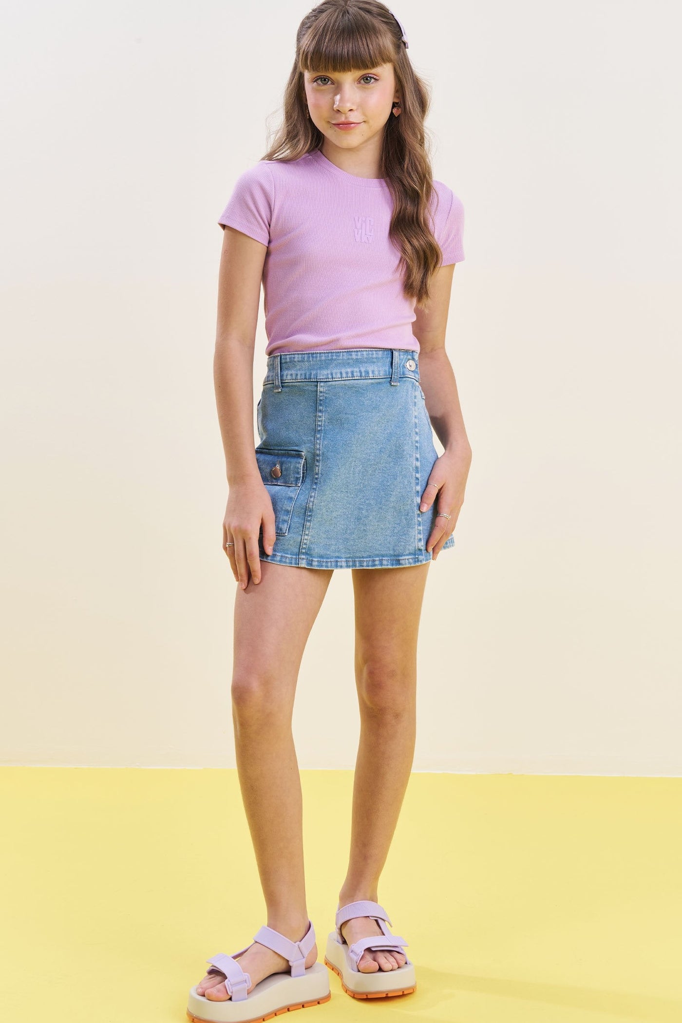 Short Saia em Jeans com Elastano 83892 Vic&Vicky Teen Menina