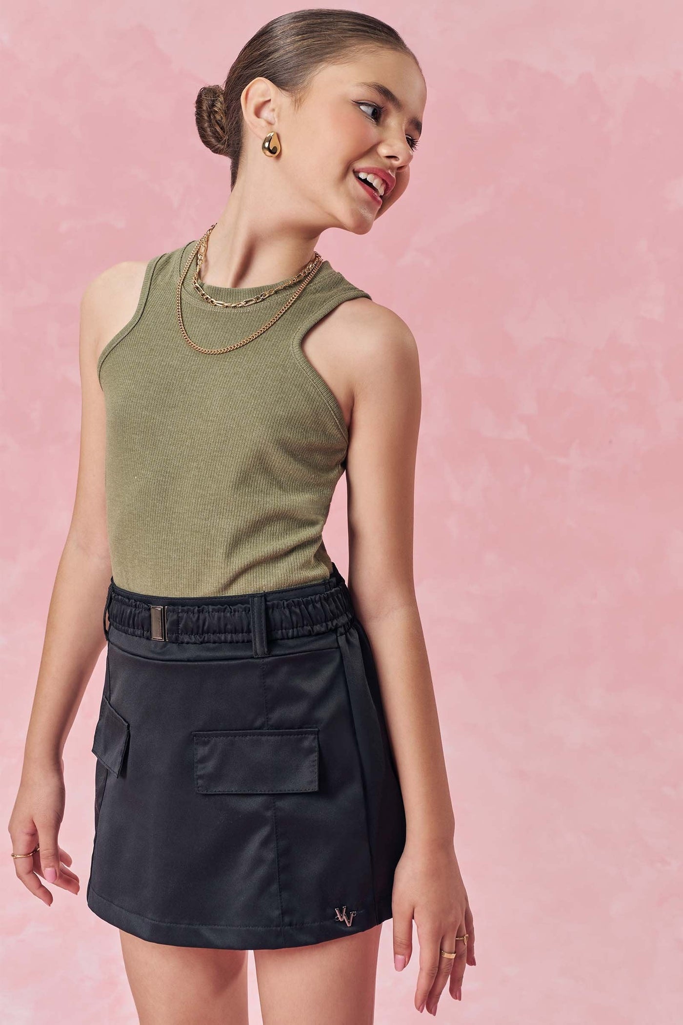 Short Saia em Nylon Alfaiataria 83022 Vic&Vicky Teen Menina