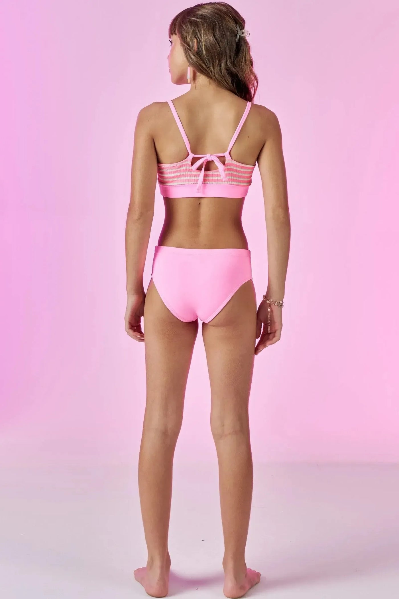 Trio de Biquini Tradicional em Malha UV 50+ e Saia em Malha Texturizada 88001 Vic&Vicky Teen Menina