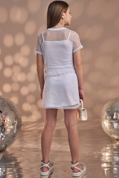 Trio de Blusa Boxy Sobreposição e Saia em Tela Glamour e Top em Cotton 84960 Vic&Vicky Teen Menina