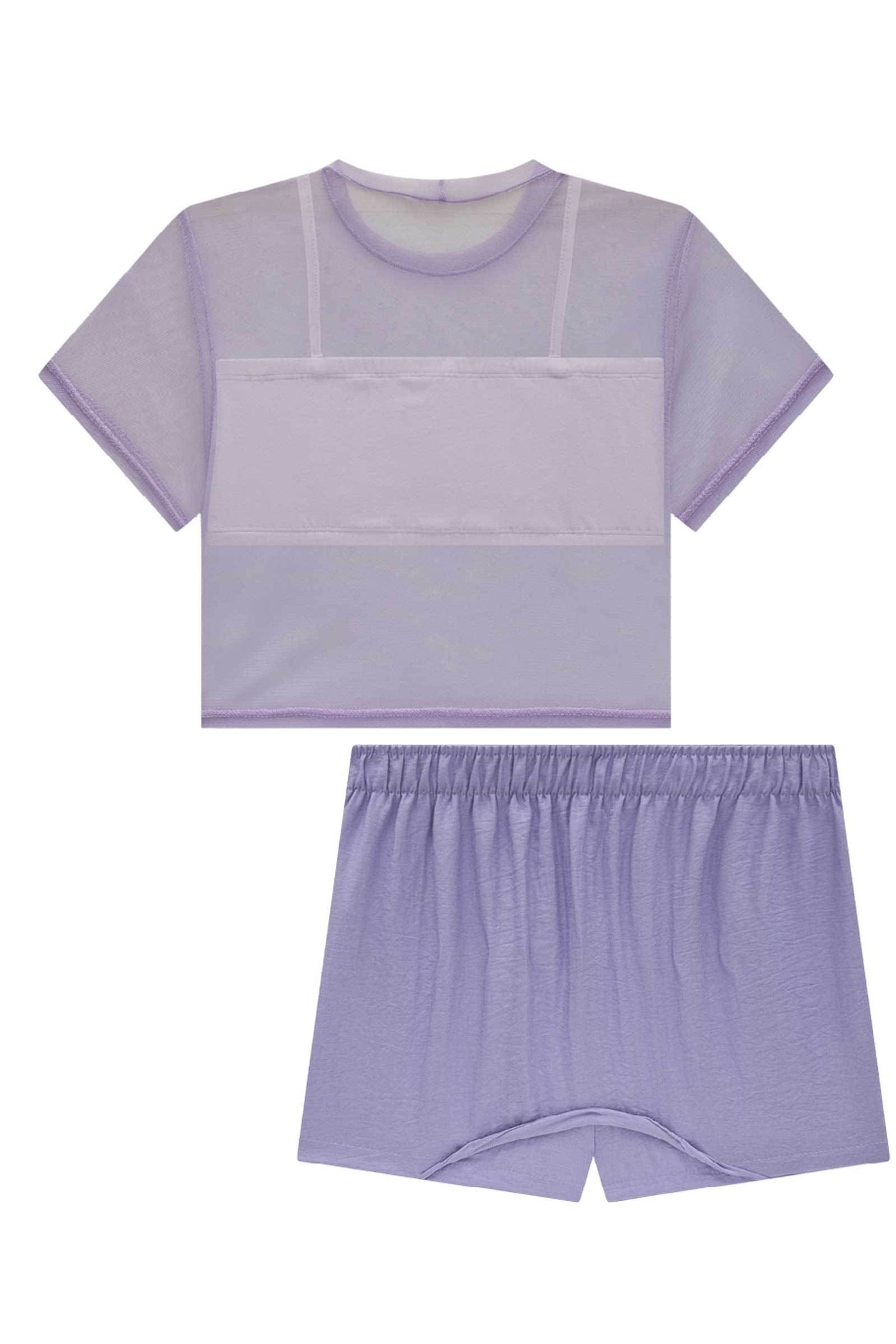 Trio de Sobreposição em Tule Top em Malha e Short Saia em Alfaiataria Glow 83214 Vic&Vicky Teen Menina