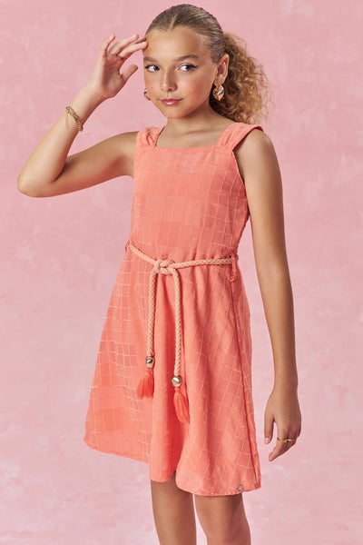 Vestido em Tecido Grid Chenille 83668 Vic&Vicky Teen Menina