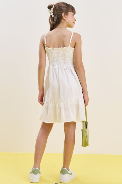 Vestido Médio em Tricoline Maquinetado 83675 Vic&Vicky Teen Menina