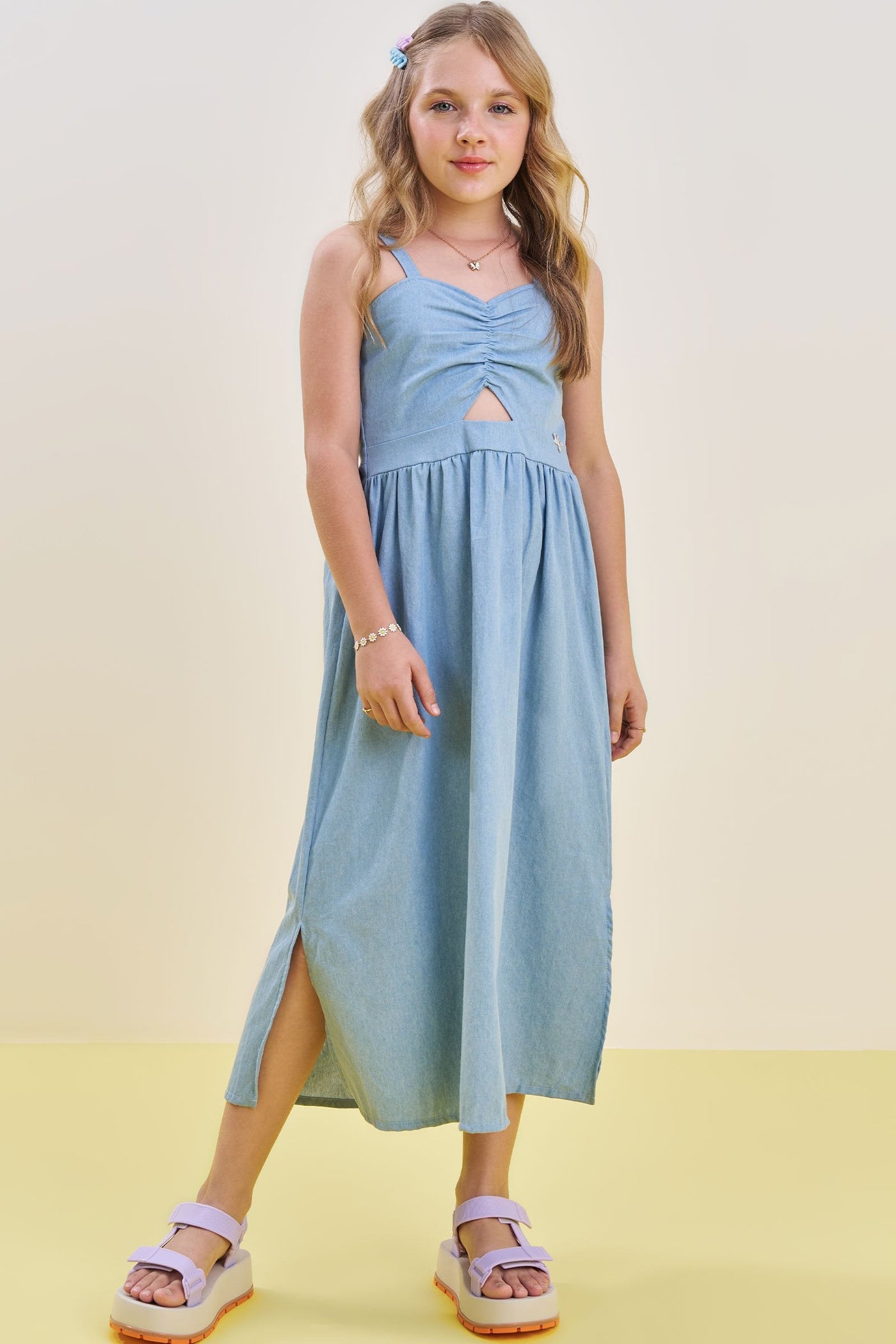 Vestido Midi em Chambray 83674 Vic&Vicky Teen Menina