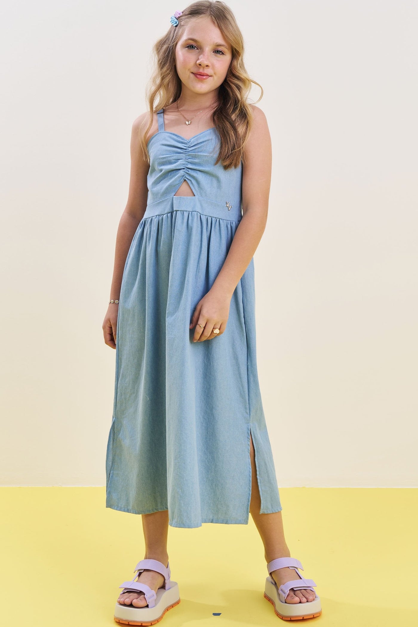Vestido Midi em Chambray 83674 Vic&Vicky Teen Menina
