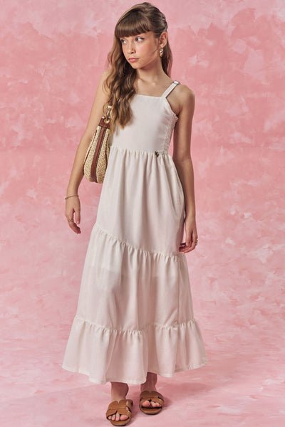 Vestido New Midi em Linho Gold 83679 Vic&Vicky Teen Menina