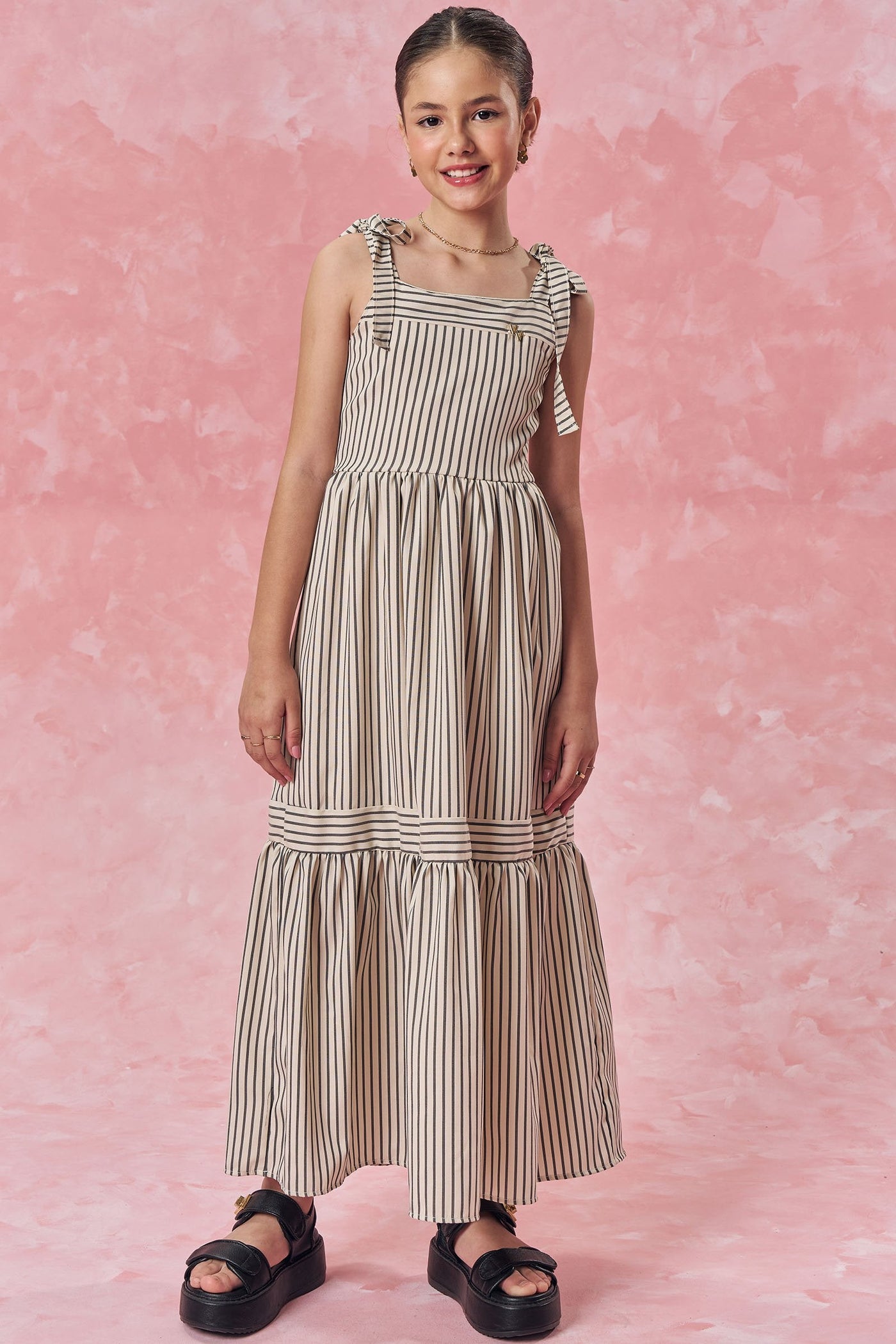 Vestido New Midi em Techno Stretch 83682 Vic&Vicky Teen Menina